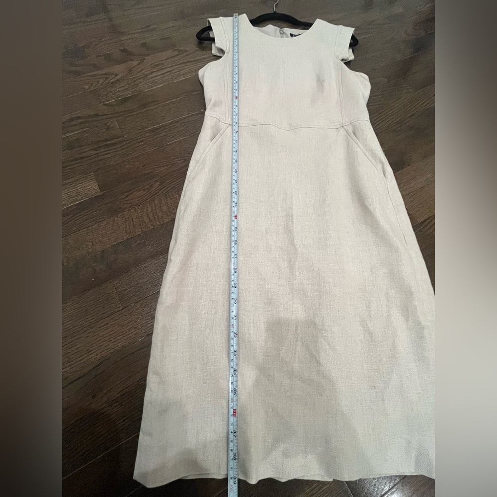 J. Crew Linen Size 6 Beige Resume Dress Career Work Minimalist - Picture 7 of 9